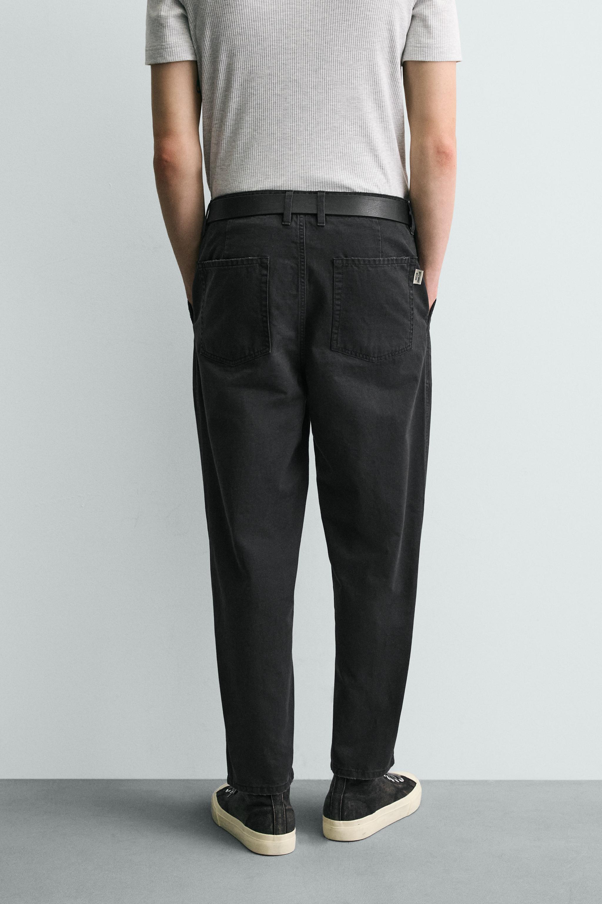 WASHED TAPERED FIT PANTS